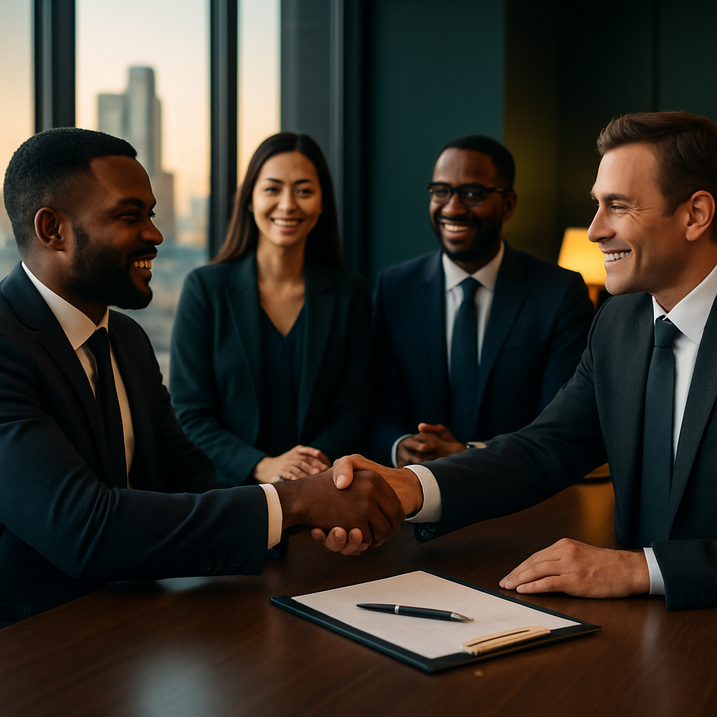 Investors closing a deal with Kigali Stratec advisors